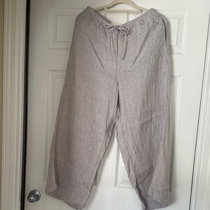 Calypso St. Barth Light Gray Wide Leg Linen Pants